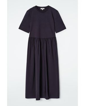 COS Contrast-Panel Midi Dress - Blue