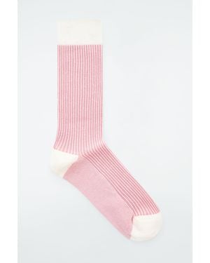 COS Striped Ribbed-knit Socks - Pink