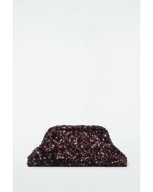 COS Oversized Sequinned Framed Clutch Bag - White