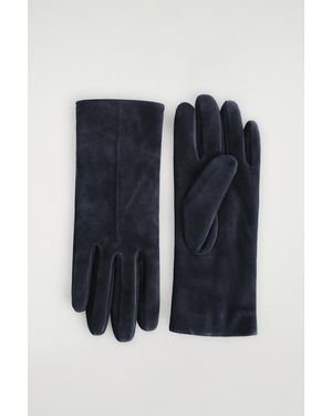 COS Cashmere-Lined Suede Gloves - Blue
