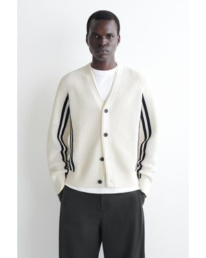 COS Strickjacke Aus Baumwolle Mit Streifen - Weiß