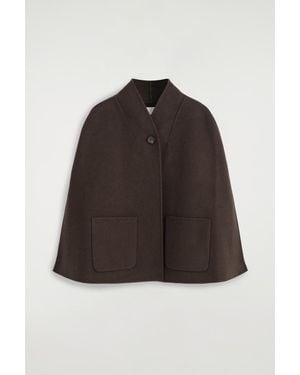COS Shawl-Collar Double-Faced Wool Cape - Brown