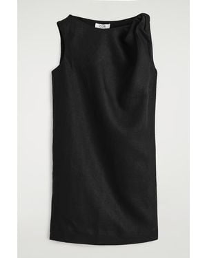 COS Twist-Detail Linen Mini Dress - Black