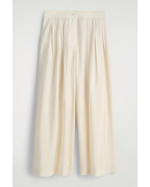 COS Pleated Modal Wide-Leg Trousers - Natural