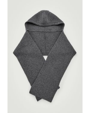 COS Hooded Ribbed Cashmere-blend Scarf - Grey
