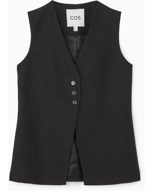 COS Longline Linen-blend Vest - Black