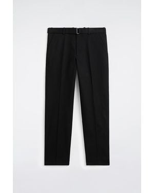 COS Belted Cotton Regular-Fit Straight-Leg Pants - Black