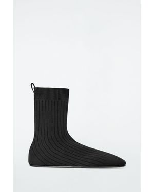 COS Ribbed Sock Boots - Black
