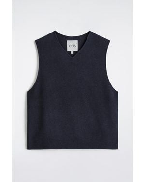 COS Double-Faced Wool V-Neck Vest - Blue