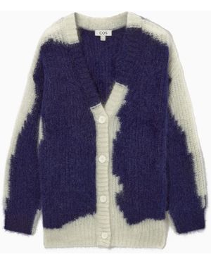 COS Mohair Oversized V-neck Cardigan - Blue