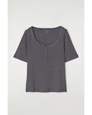 COS Ribbed Henley T-shirt - Grey
