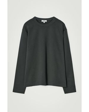 COS Relaxed Jersey Interlock Long-Sleeved T-Shirt - Green
