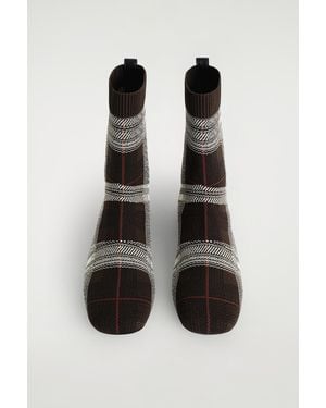 COS Checked Knitted Sock Boots - White