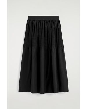 COS Tiered Gathered Midi Skirt - Black