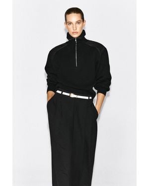 COS Pullover Aus Merinowolle Mit Reissverschluss - Schwarz