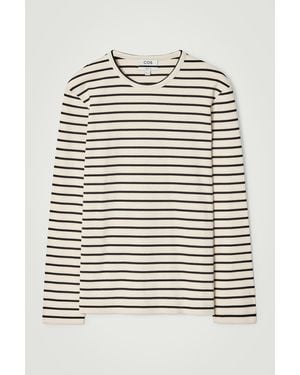 COS Regular Striped Ribbed Long-Sleeved T-Shirt - Grey