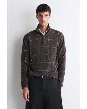 COS Pullover Aus Woll-Baumwoll-Mix Mit Reissverschluss - Grau