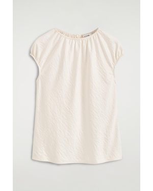 COS Gathered Crinkled-Satin Top - Natural