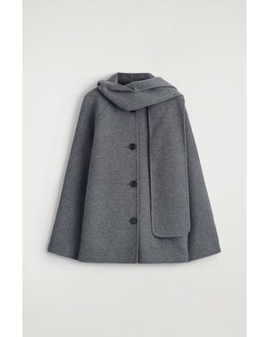 COS Double-Faced Wool Scarf Short Jacket - Grey