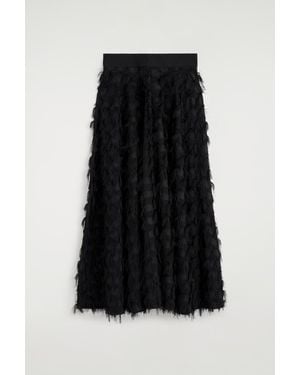 COS Jacquard-Fringed Midi Skirt - Black