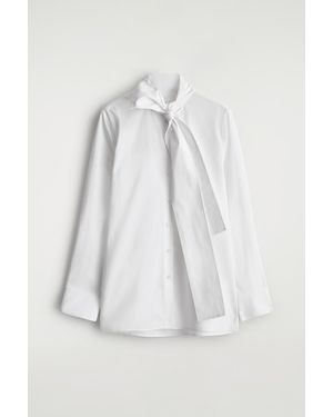 COS Bow-Detail Cotton Blouse - White