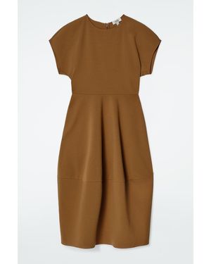 COS Sculpted Cotton Midi Dress - Brown