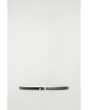 COS Reversible Slim Leather Belt - White