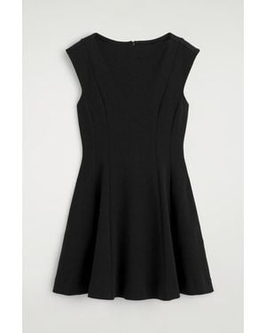 COS Sculpted Flared Cotton Mini Dress - Black