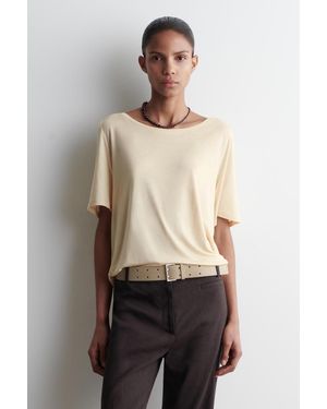 COS Relaxed Scoop-Neck T-Shirt - Natural