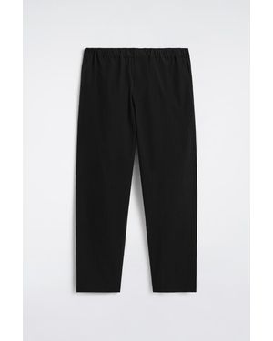 COS Elasticated Cotton Regular-Fit Tapered Trousers - Black