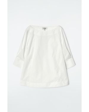 COS Voluminous Boat-neck Cotton Blouse - White