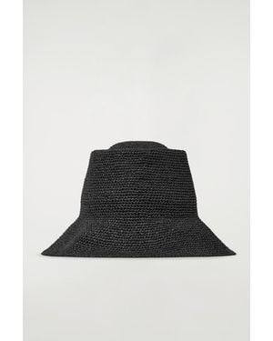 COS Straw Bucket Hat - Black