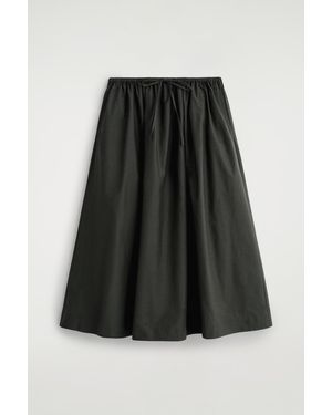 COS Drawstring Cotton Midi Skirt - Black