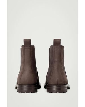 COS Nubuck Leather Chelsea Boots - Brown