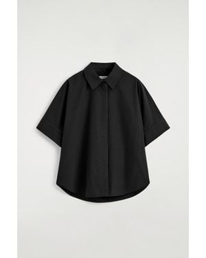 COS Oversized Short-Sleeved Cotton Shirt - Black