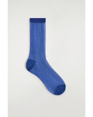COS Ribbed Sheer Socks - Blue