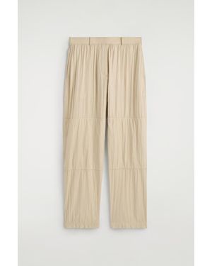 COS Crinkled-Silk Straight-Leg Trousers - Natural