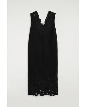 COS Embroidered Double-Faced Wool Dress - Black