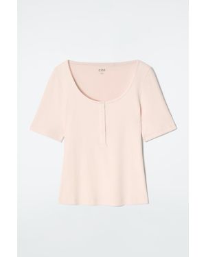 COS Ribbed Henley T-shirt - Pink
