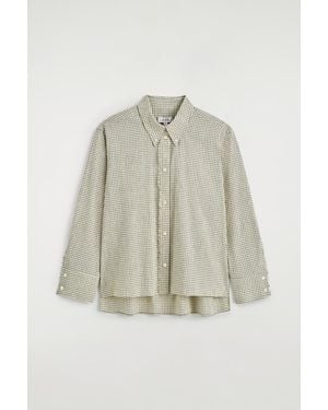 COS Fringed Checked Linen-Cotton Shirt - Natural