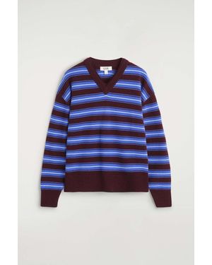 COS Merino Wool Layered V-Neck Sweater - Blue