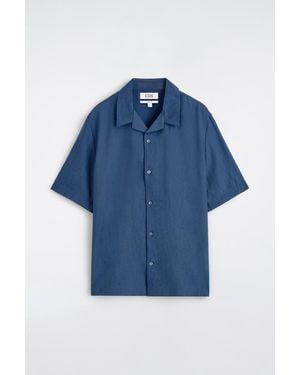 COS Camp-collar Linen Shirt In Blue