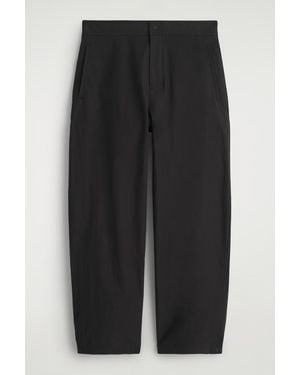 COS Cotton Barrel-Leg Trousers - Black