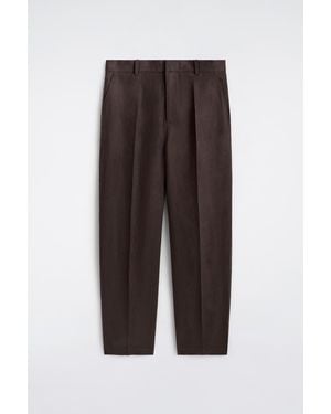COS Relaxed Linen Tapered Trousers - Brown
