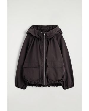 COS Technical Hooded Parka Jacket - Black