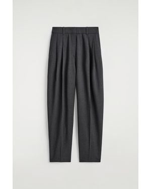 COS Pleated Wool-Blend Barrel-Leg Trousers - Grey