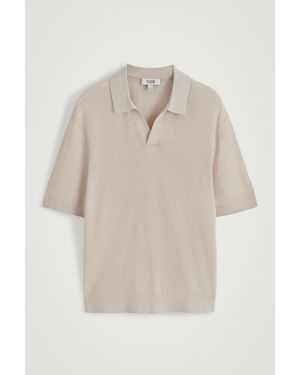 COS Knitted Linen Polo Shirt - Gray