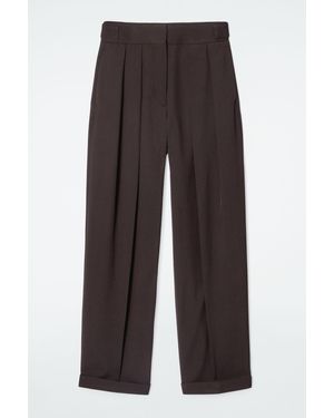 COS Pleated Wool-blend Tapered Trousers - Brown