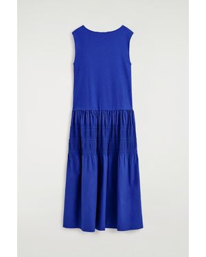 COS Tiered Gathered Midi Dress - Blue