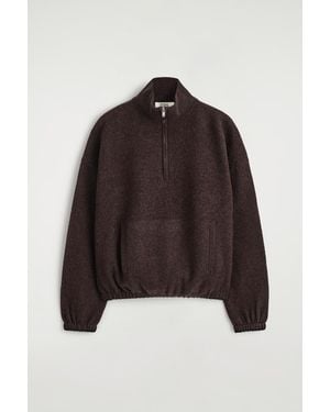 COS Boiled Merino Wool Zip-Up Jumper - Brown